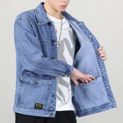 Mens Baggy Multi Pocket Denim Jacket