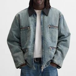 Contrast Color Cropped Denim Jacket