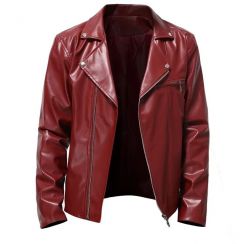 Autumn European and American Zipper Fashionable Casual Motorcycle Mens Leather Jacket